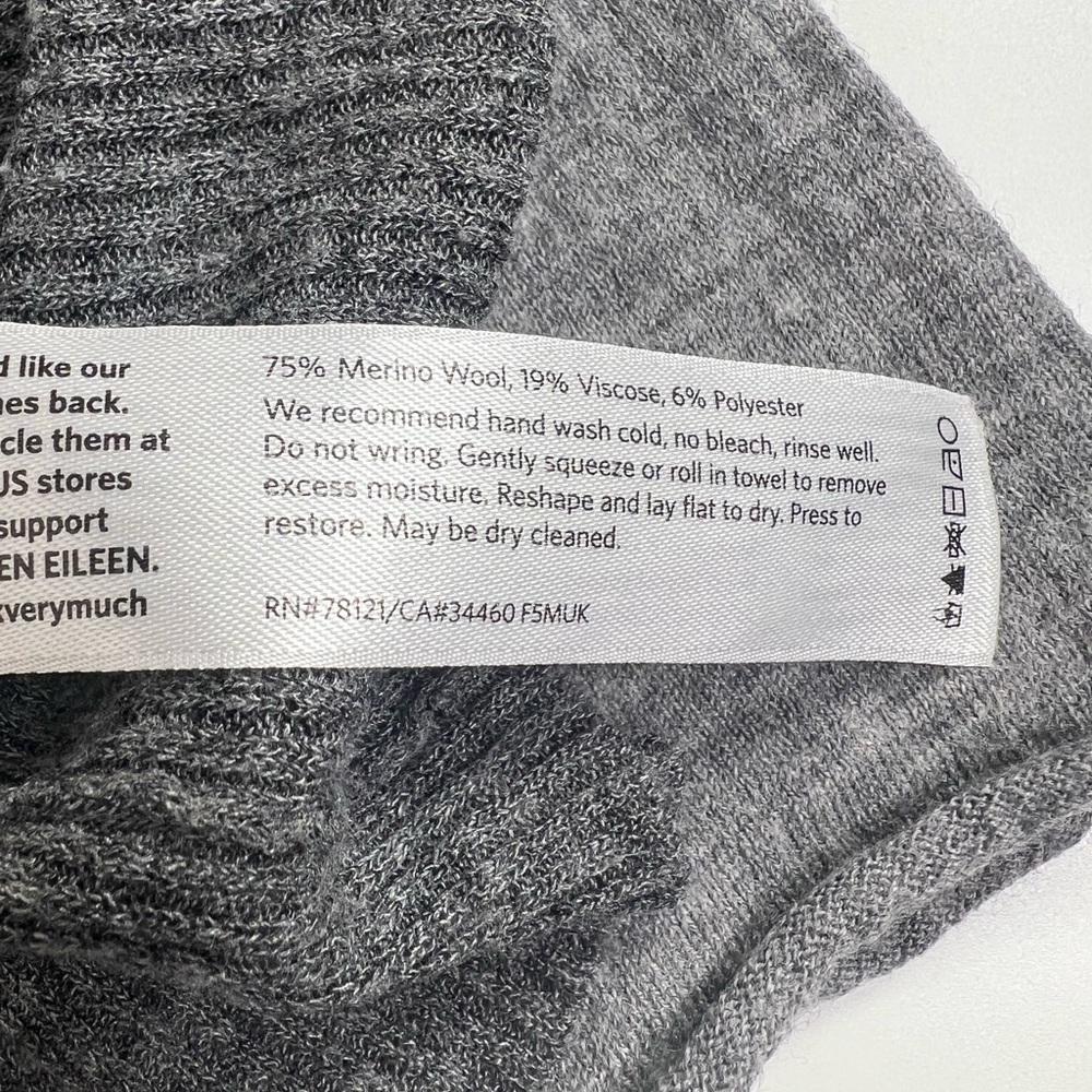 Eileen Fisher Merino Wool Colorblock Tunic Sweater – Gray (Size L) - Picture 4 of 6